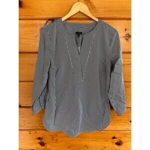 NWOT Talbots Women's Striped Long Sleeve Shirt Non Iron Cotton Vertical Stripe M
